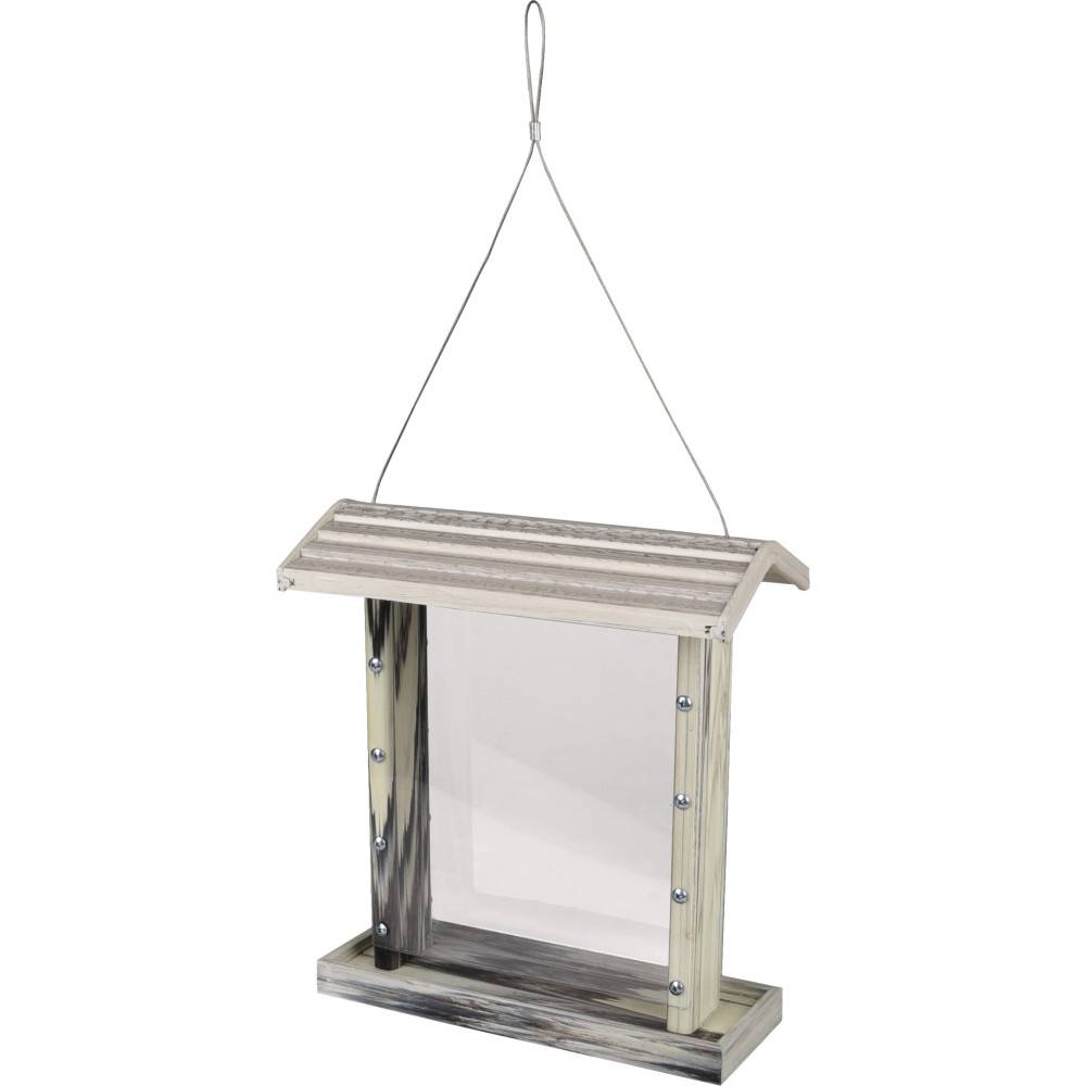 Mangeoire silo pour graines, gris blanc transparent, pour oiseaux - Image 2