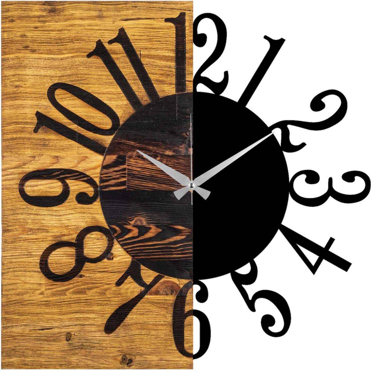 Hanah Home - Horloge en bois et métal Clock Chiffres - Imagen 1