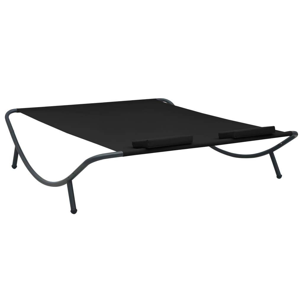 Prolenta Premium - Chaise longue pliante/transat Garinor Noir 200 X 145 cm - P87209N - Image 4