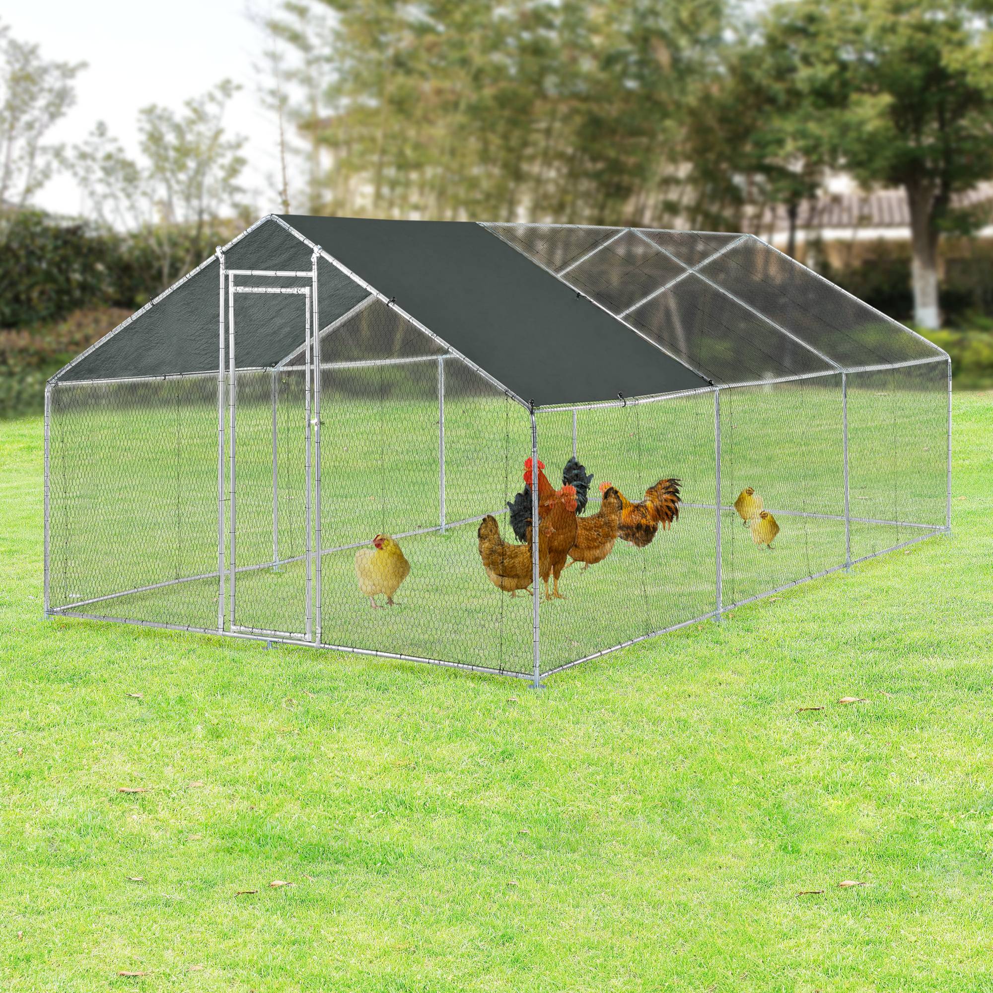 Pro.Tec - Enclos Extérieur Wels Volière Acier Galvanisé 3 x 6 x 2 m Argent Vert Foncé [pro.tec] - Imagen 2