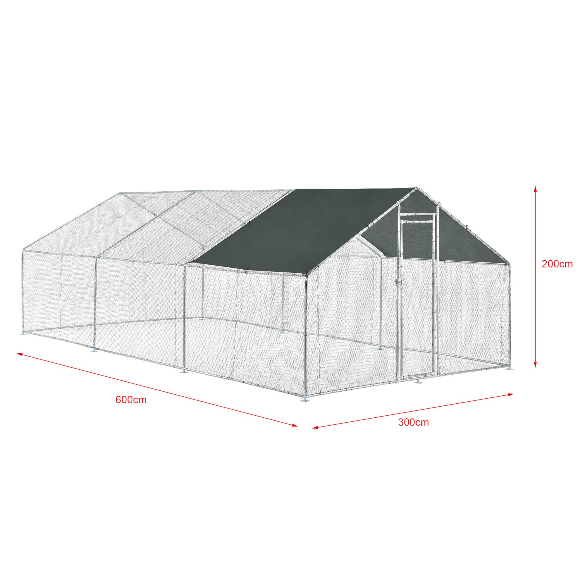 Pro.Tec - Enclos Extérieur Wels Volière Acier Galvanisé 3 x 6 x 2 m Argent Vert Foncé [pro.tec] - Imagen 4