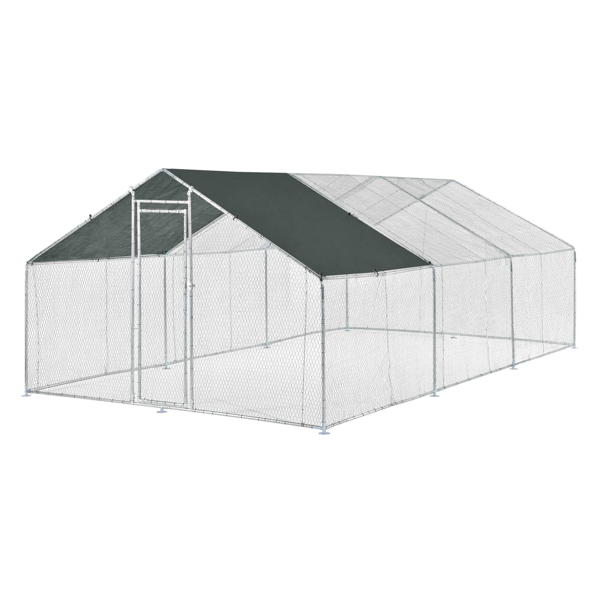 Pro.Tec - Enclos Extérieur Wels Volière Acier Galvanisé 3 x 6 x 2 m Argent Vert Foncé [pro.tec] - Imagen 1