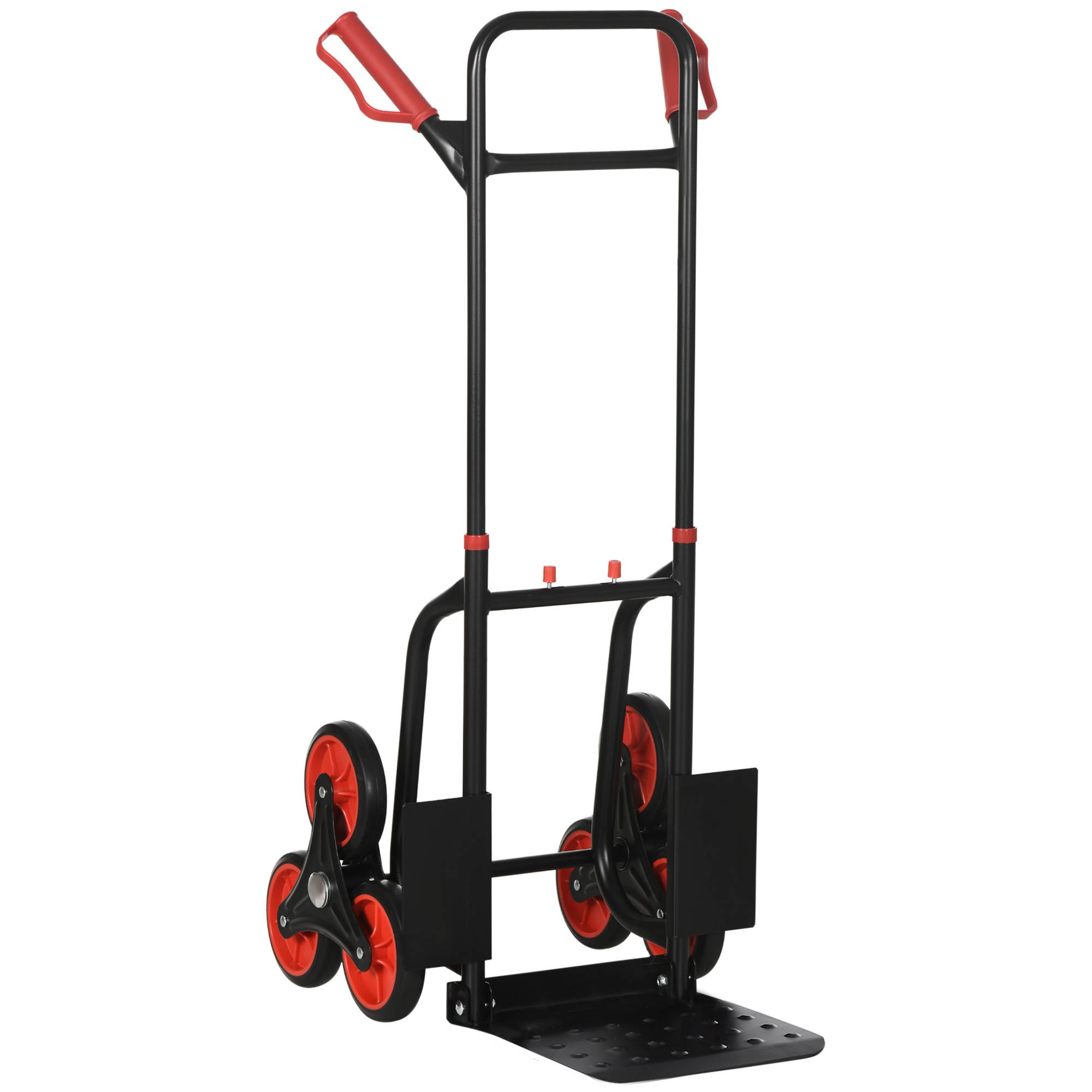ComfortXL - Diable monte-escalier pliable en acier rouge et noir à 6 roues 67 x 44 x 106,5 cm pour charges jusqu'à 120 kg - Image 10