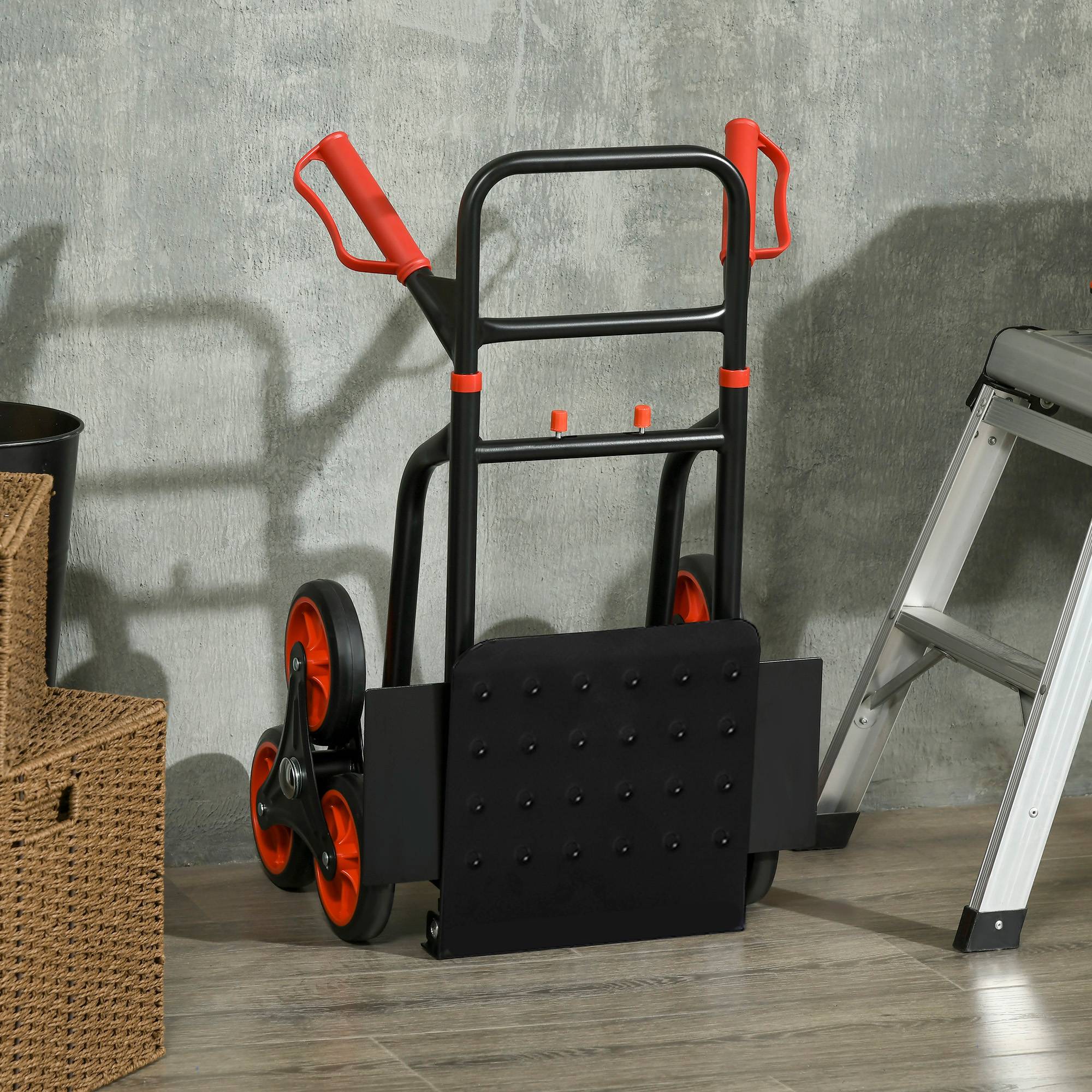 ComfortXL - Diable monte-escalier pliable en acier rouge et noir à 6 roues 67 x 44 x 106,5 cm pour charges jusqu'à 120 kg - Image 7