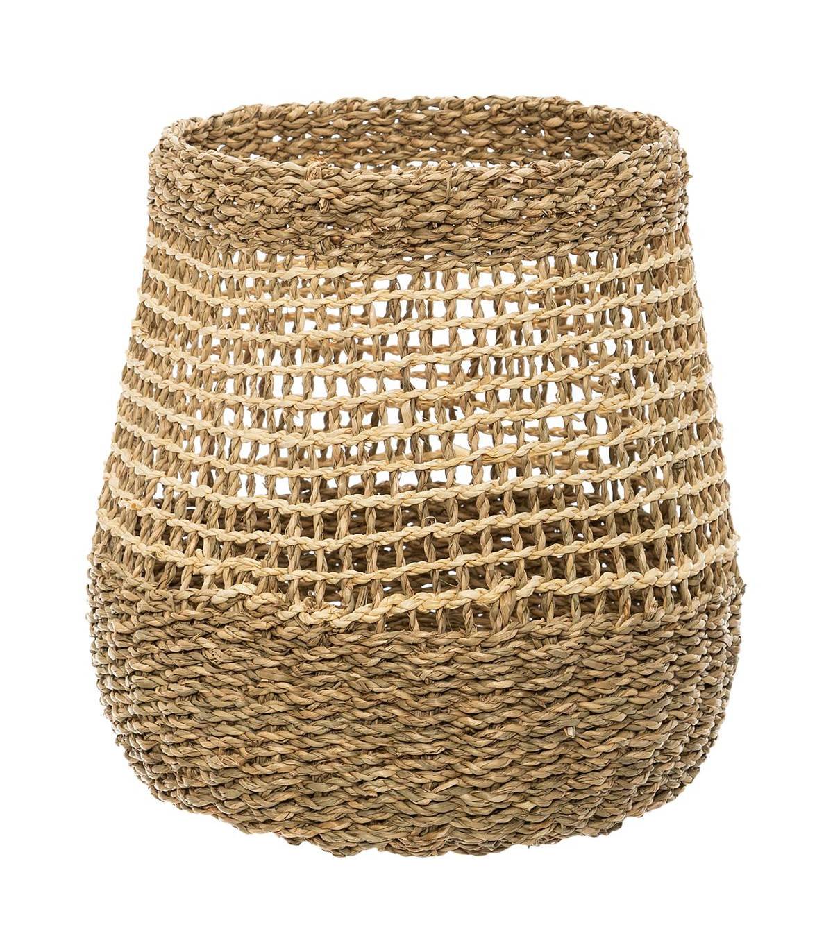 Set de 3 Paniers de rangement rond en Osier naturel tressé et ajouré - Imagen 4