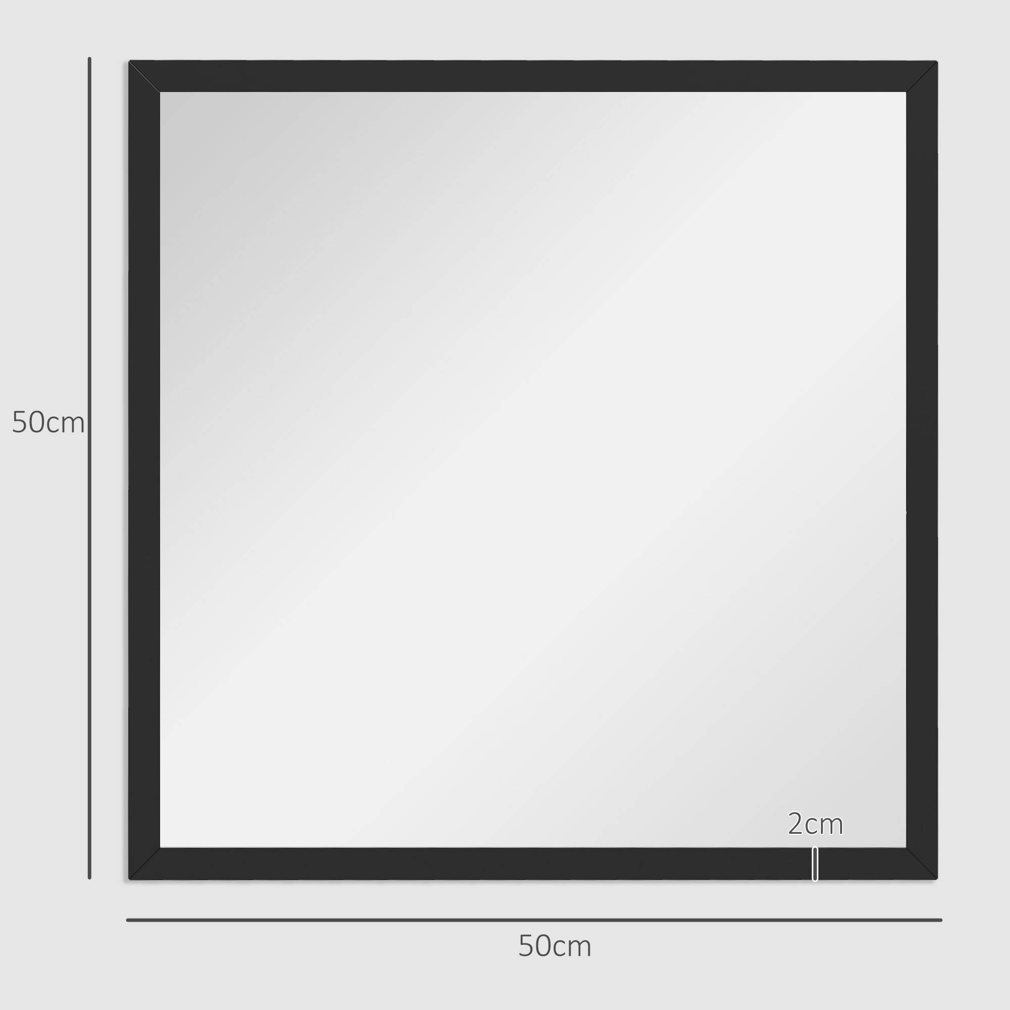 Sans Marque - Miroir mural rectangulaire crochets verre MDF 50x50 cm noir - Image 5