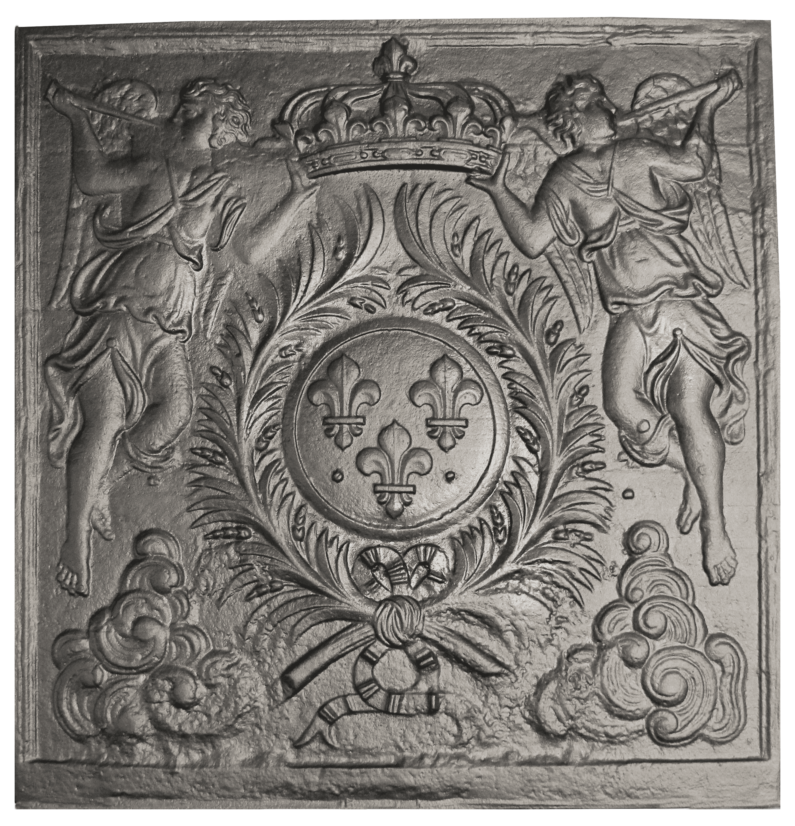 Plaque de cheminée royaume de France Dommartin grise H. 97 cm X L. 100 cm - Imagen 1