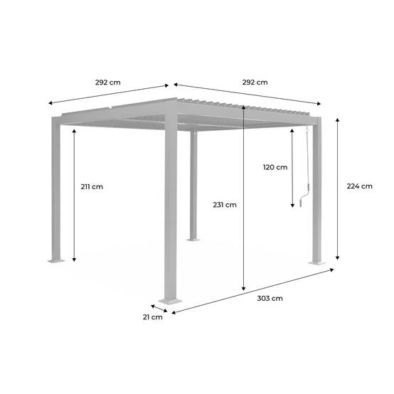 Pergola bioclimatique anthracite. aluminium et acier. 3x3m. lames orientables | sweeek - Image 3