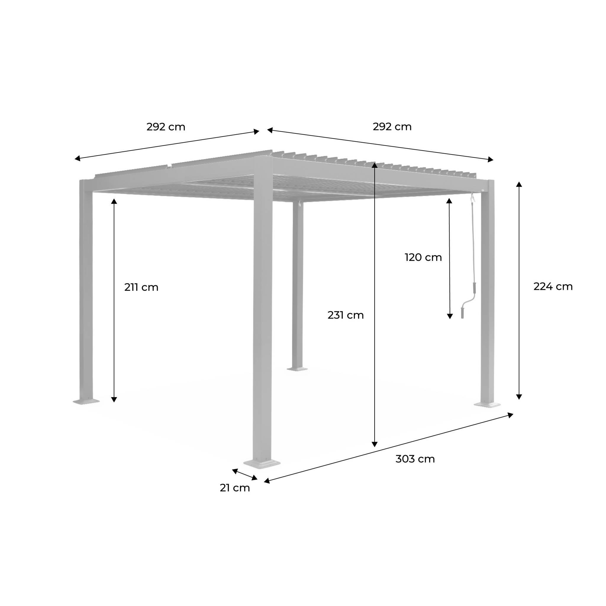 Pergola bioclimatique anthracite. aluminium et acier. 3x3m. lames orientables | sweeek - Image 3