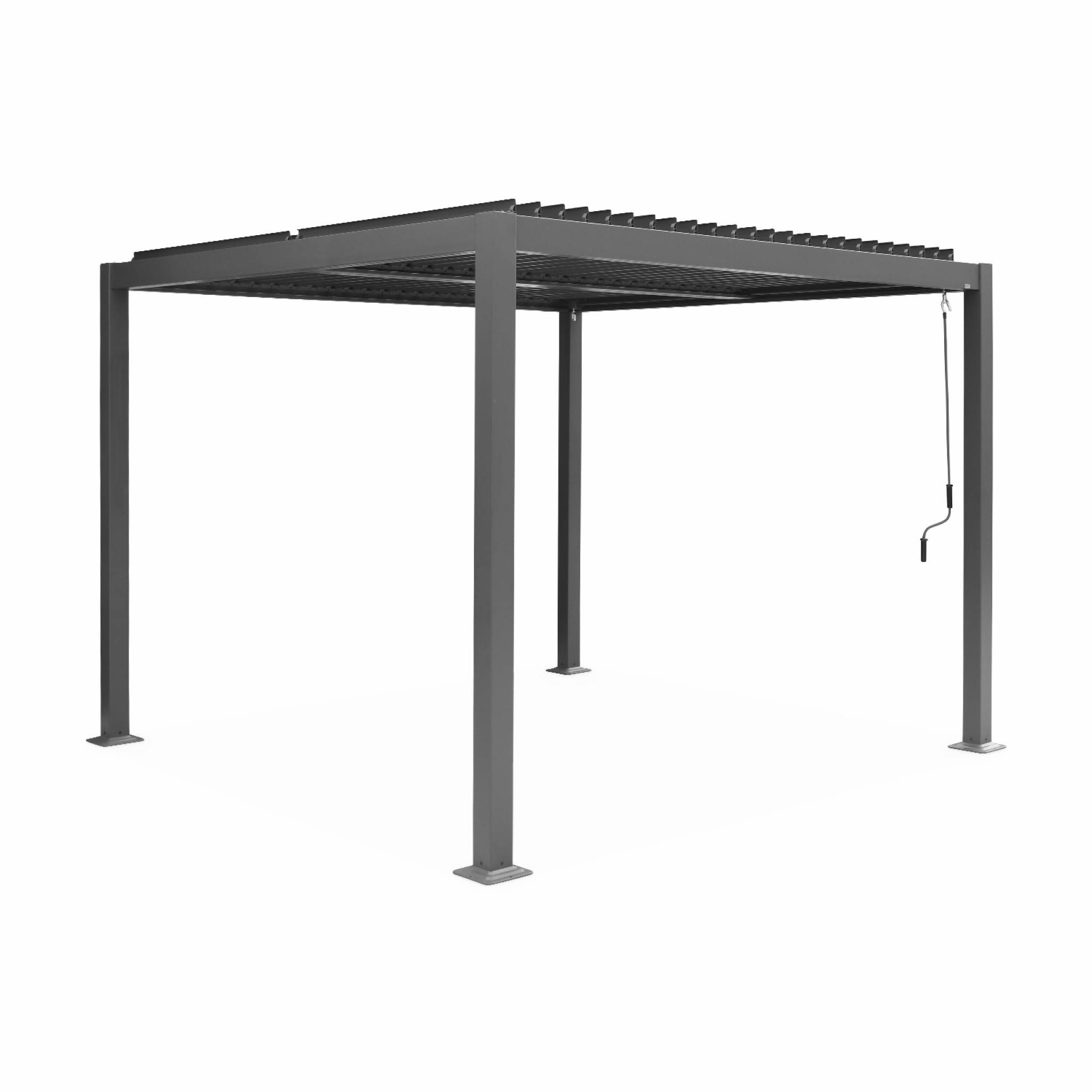 Pergola bioclimatique anthracite. aluminium et acier. 3x3m. lames orientables | sweeek - Image 2
