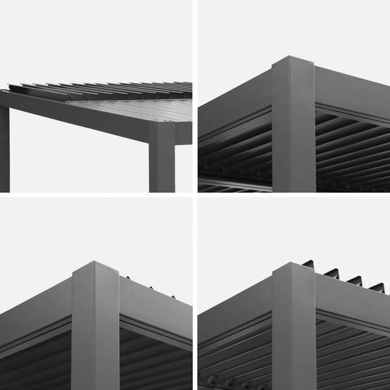 Pergola bioclimatique anthracite. aluminium et acier. 3x3m. lames orientables | sweeek - Image 6