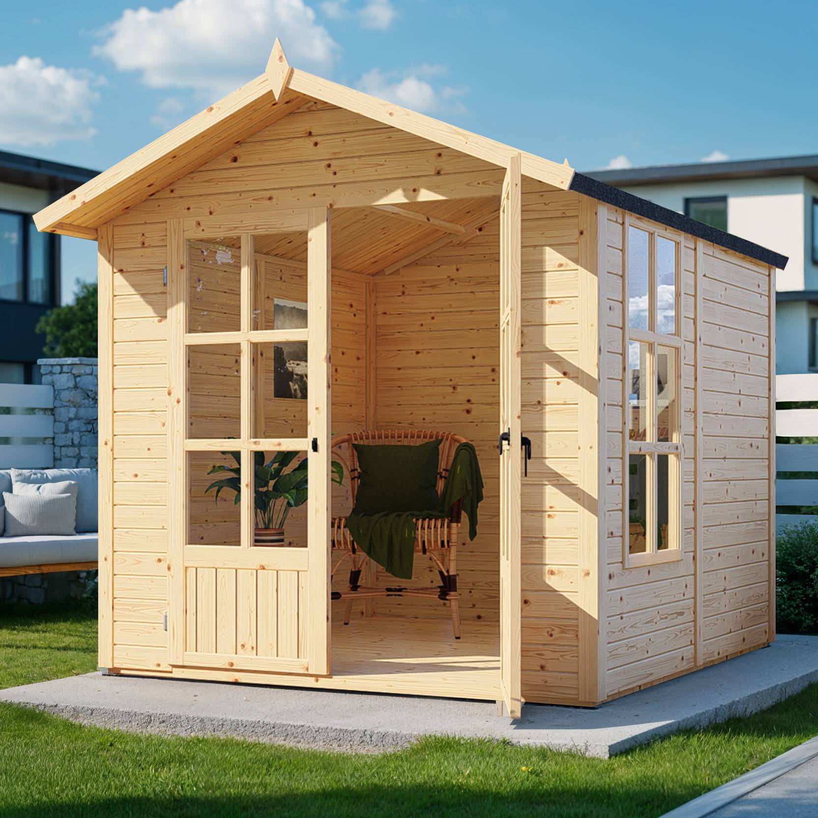 Abri de jardin bois Bertilo Melrose 19mm avec plancher 4,03m² naturel - Image 1