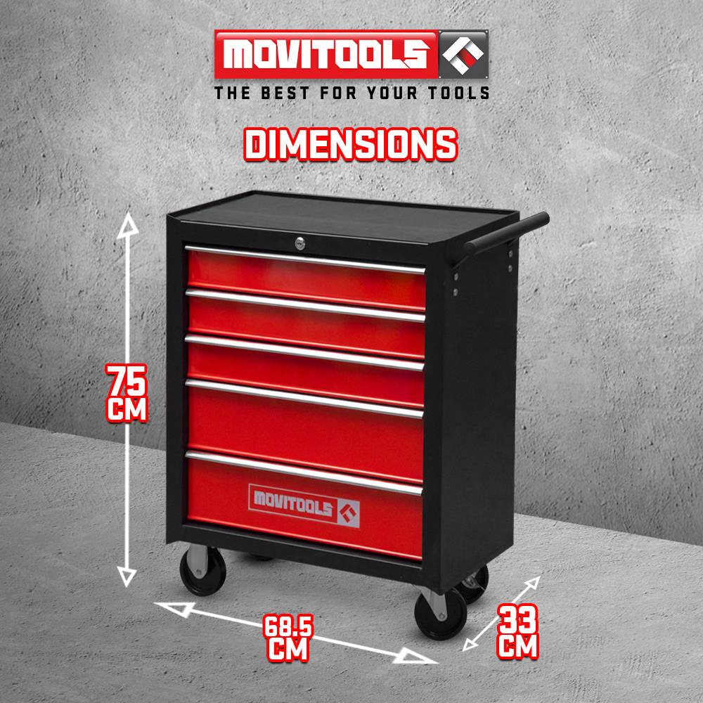 Servante d atelier métallique 5 tiroirs - Movitools - Image 3