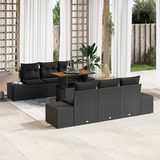 ComfortXL - Salon de jardin 6 places en poly rotin modulable avec rangement pratique pour terrasse Noir – ComfortXL Outdoor Living - Image 1
