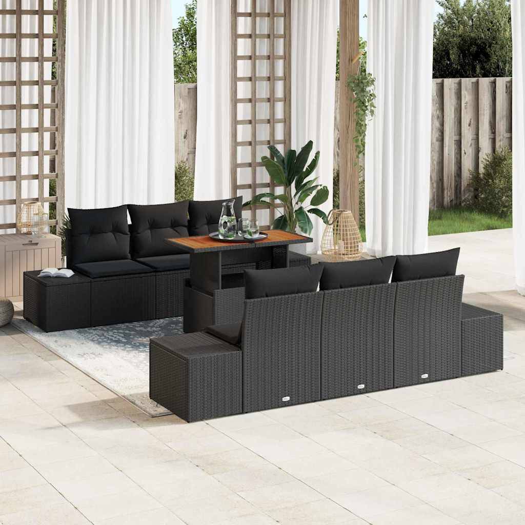 ComfortXL - Salon de jardin 6 places en poly rotin modulable avec rangement pratique pour terrasse Noir – ComfortXL Outdoor Living - Image 1