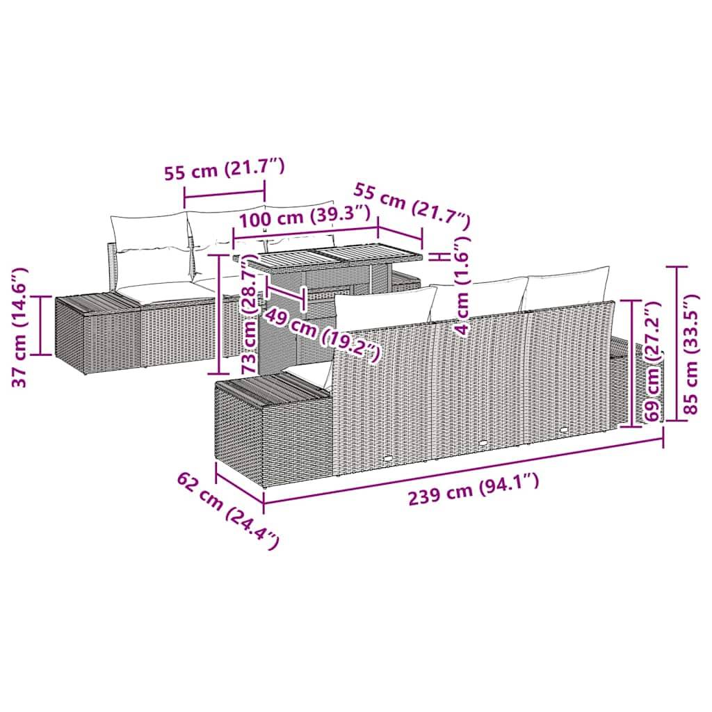 ComfortXL - Salon de jardin 6 places en poly rotin modulable avec rangement pratique pour terrasse Noir – ComfortXL Outdoor Living - Image 5