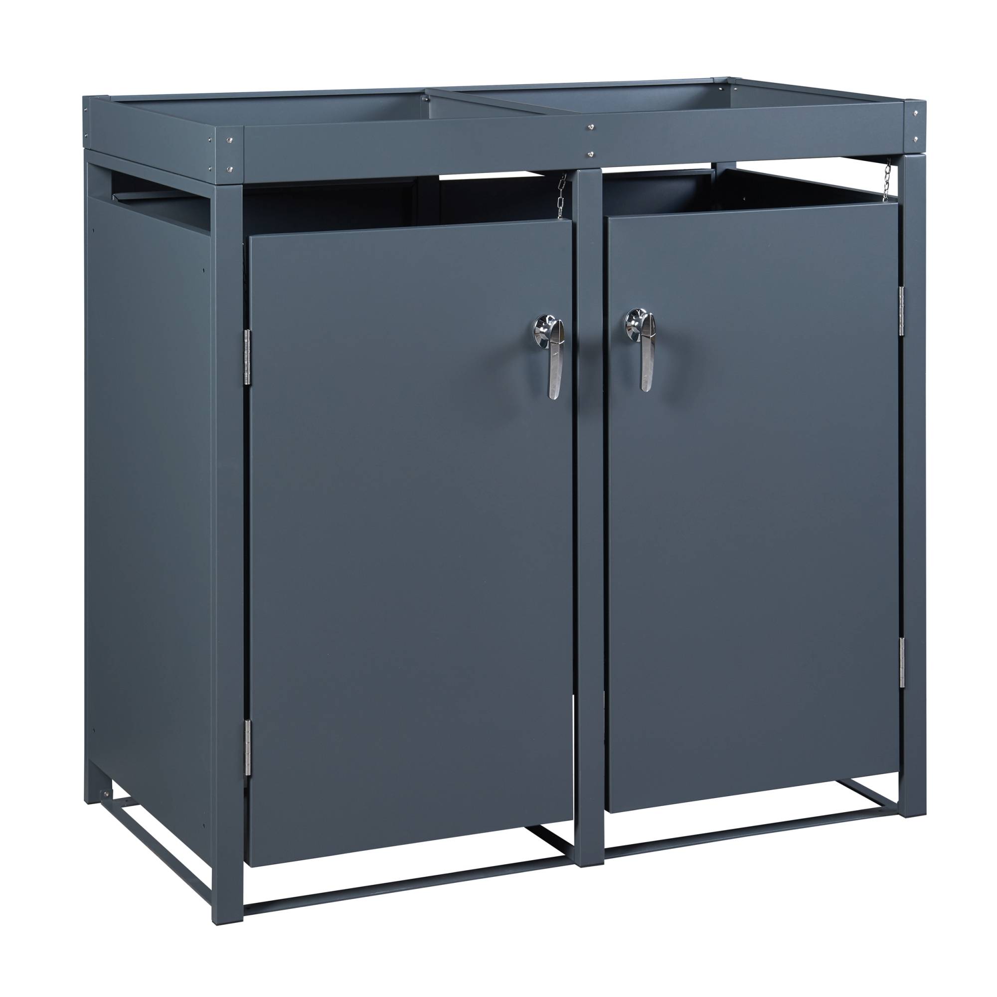 Cache-poubelle Valkeakoski pour 2 poubelles de 120 L acier galvanisé 110 x 115 x 62 cm anthracite en.casa - Imagen 1