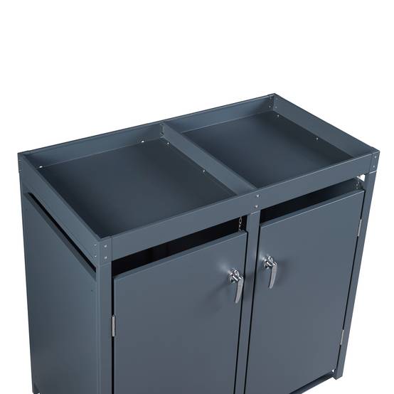 Cache-poubelle Valkeakoski pour 2 poubelles de 120 L acier galvanisé 110 x 115 x 62 cm anthracite en.casa - Imagen 8