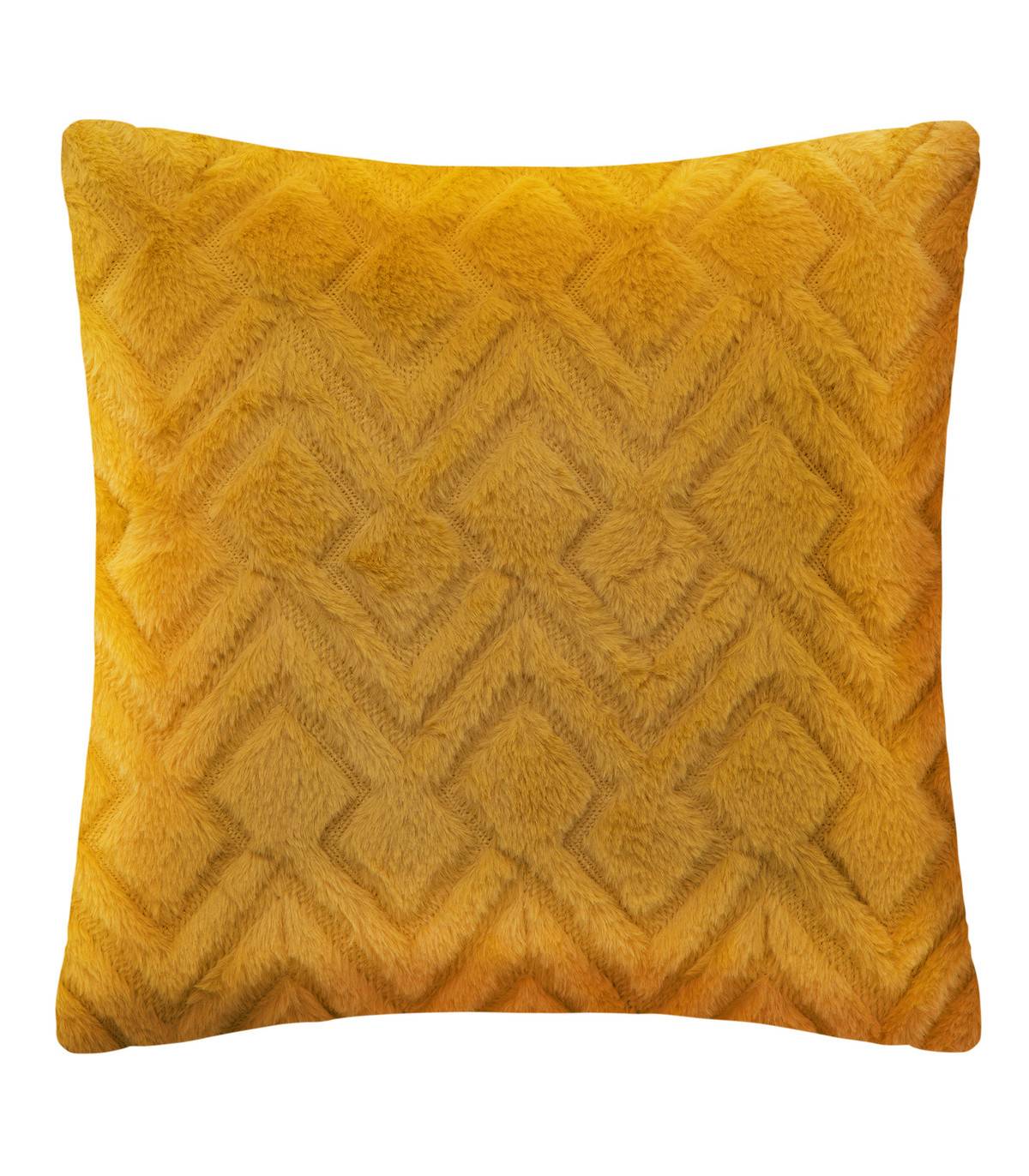 Coussin en Flanelle et Fourrure Ocre 45 x 45 cm - Imagen 1