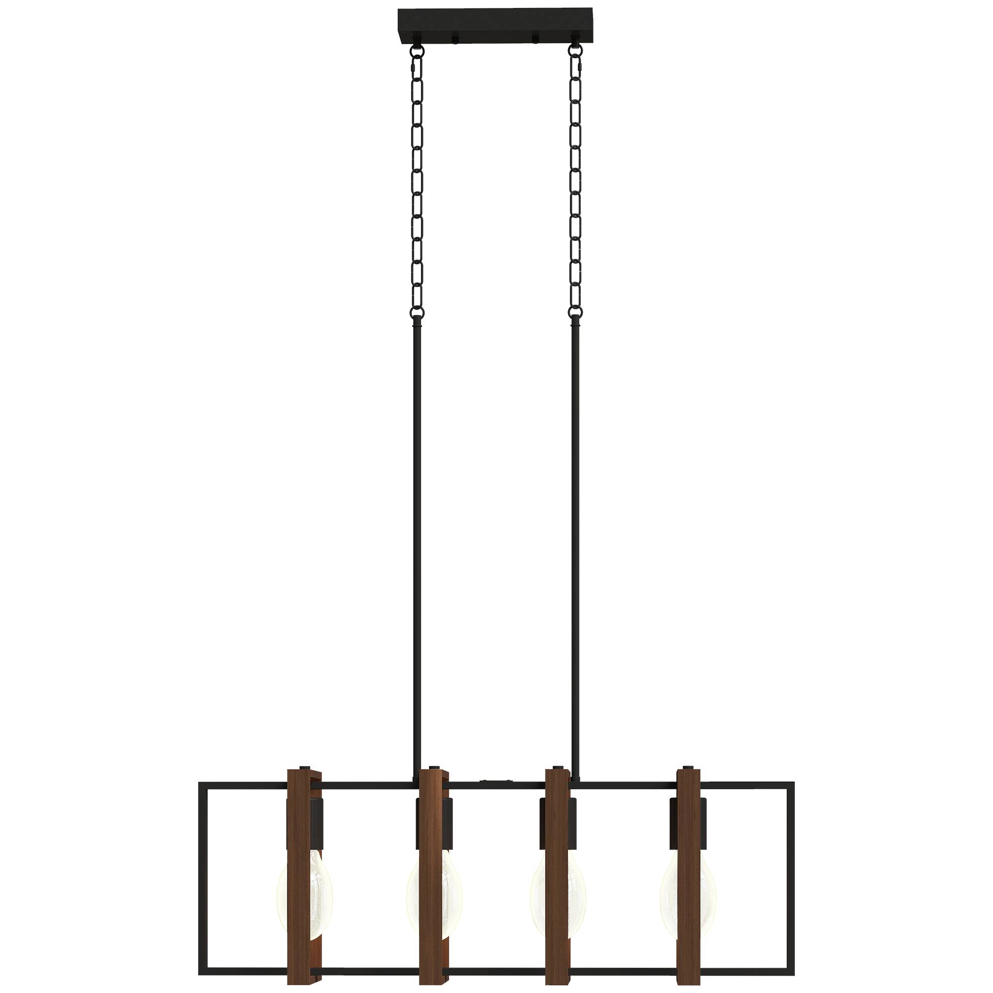Sans Marque - Suspension luminaire moderne lustre plafonnier 4 cadres rotatifs hauteur réglable 80x21x90-130 cm noyer - Image 2
