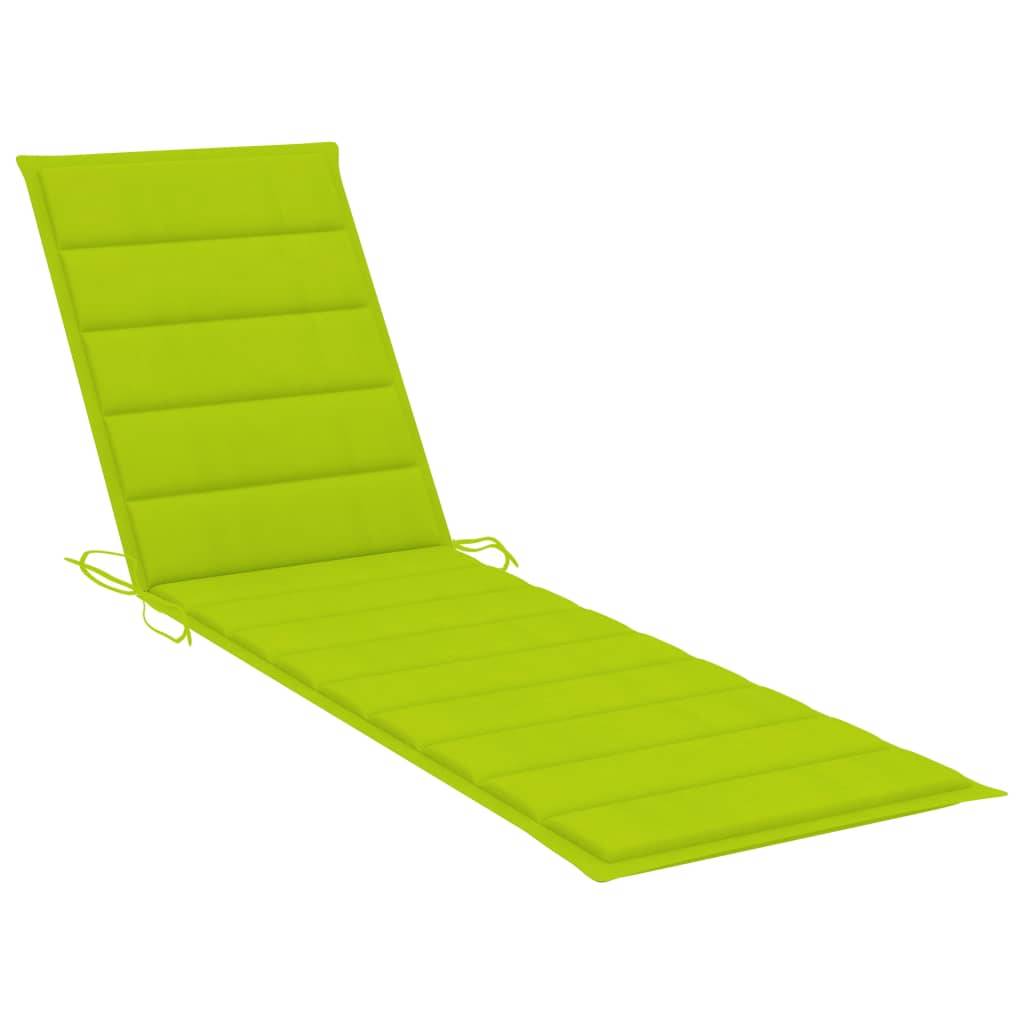 Helloshop26 - Transat chaise longue bain de soleil lit de jardin terrasse meuble d'extérieur avec coussin vert vif bois de teck solide - Imagen 9