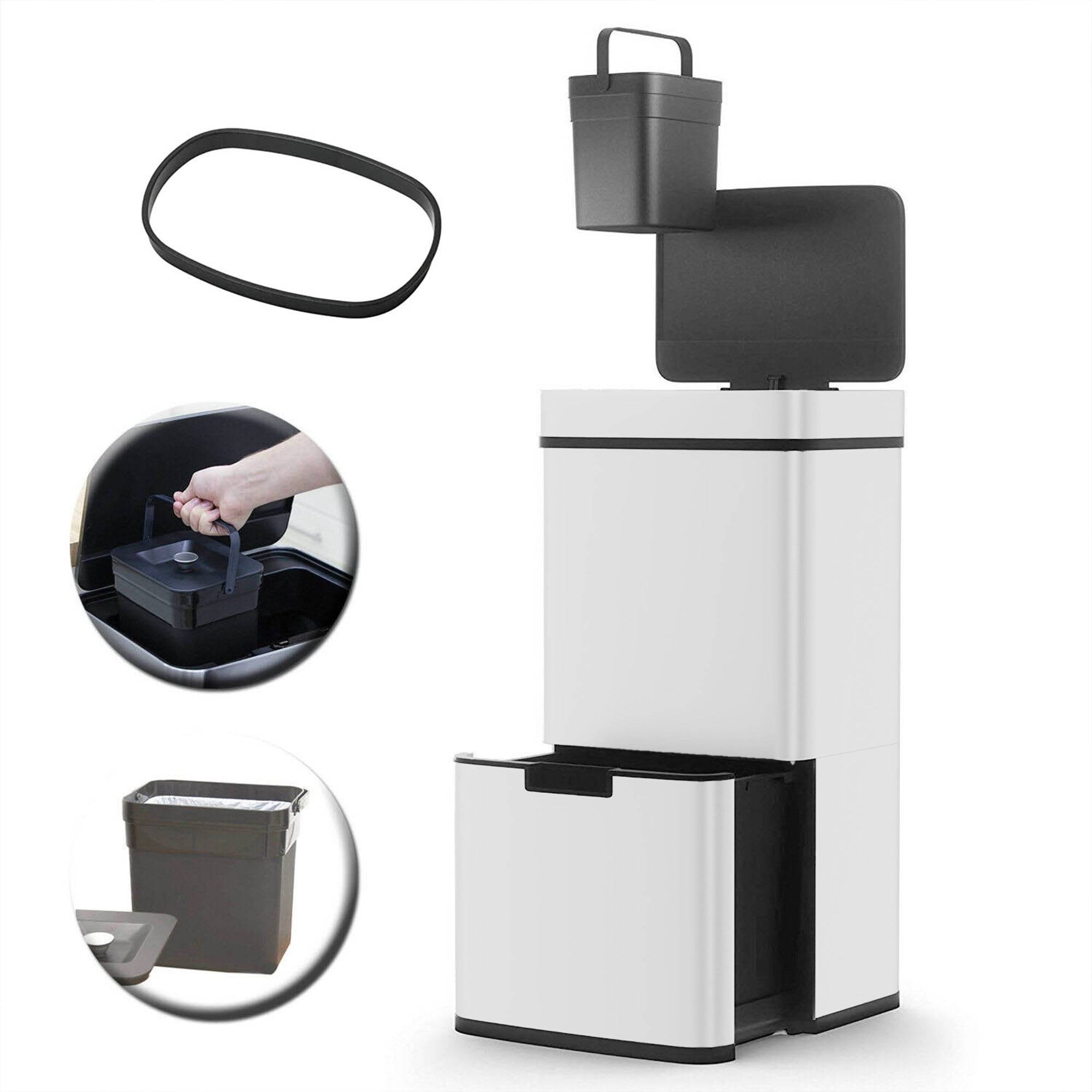 Poubelle automatique tri sélectif NARVIK blanc 75L - Image 3