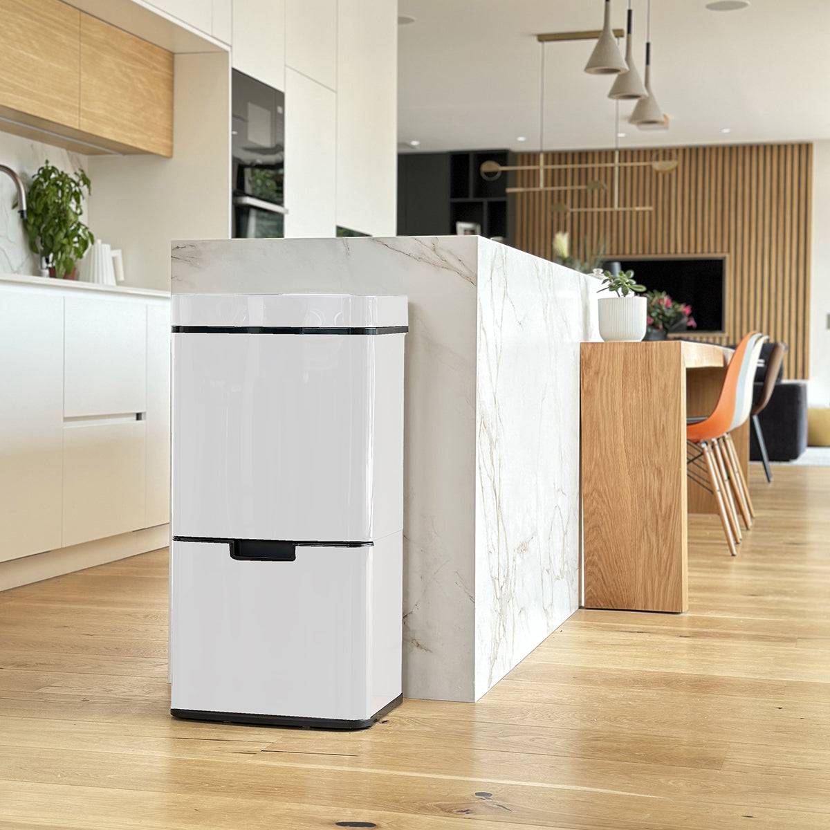 Poubelle automatique tri sélectif NARVIK blanc 75L - Image 2