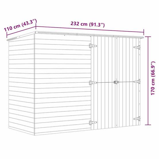 Vidaxl - Abri de jardin 232x110x170 cm Bois de pin imprégné 2.6m² vidaXL 46363 - Imagen 3