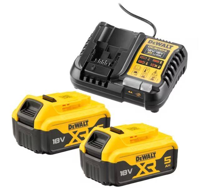 Dewalt - Pack 2 batteries 18V XR 5Ah Li-Ion + chargeur - DEWALT - DCB1104P2-QW - Imagen 1