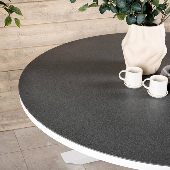 Table de Jardin Ronde Effet Pierre "Copacabana" 140cm Gris - Image 3