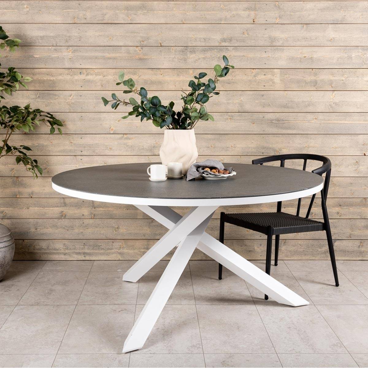 Table de Jardin Ronde Effet Pierre "Copacabana" 140cm Gris - Image 2