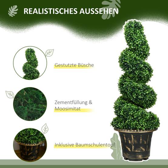 Lot 2 Buis Spirale Artificiel Plastique Intérieur Extérieur 90cm Vert - ComfortXL Outdoor Living - Image 7