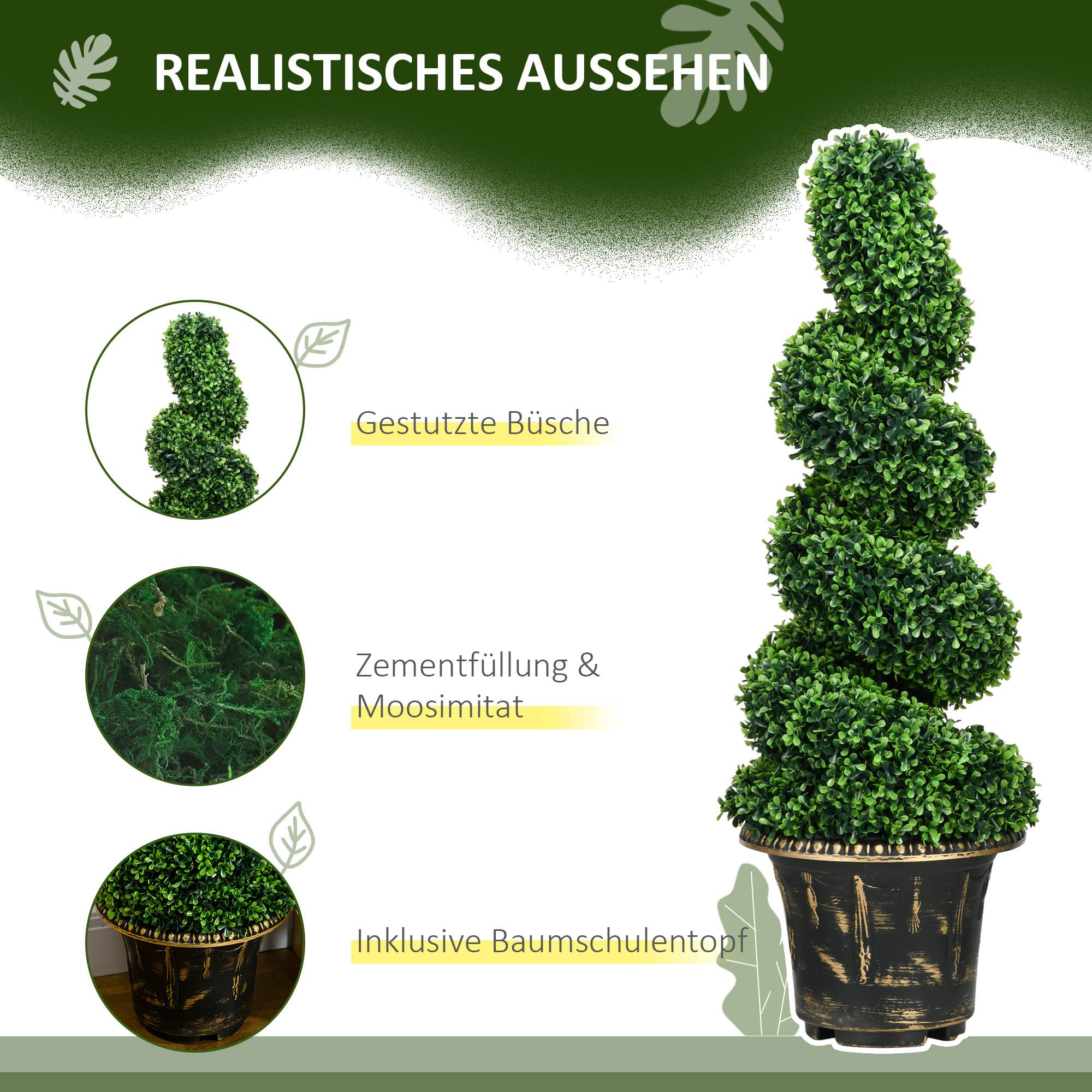 Lot 2 Buis Spirale Artificiel Plastique Intérieur Extérieur 90cm Vert - ComfortXL Outdoor Living - Image 7