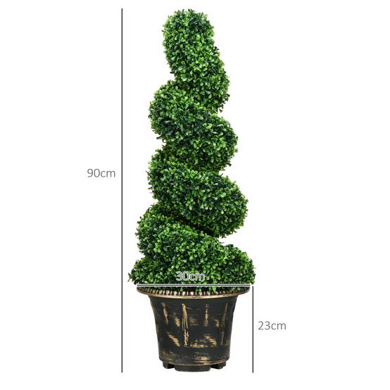 Lot 2 Buis Spirale Artificiel Plastique Intérieur Extérieur 90cm Vert - ComfortXL Outdoor Living - Image 5