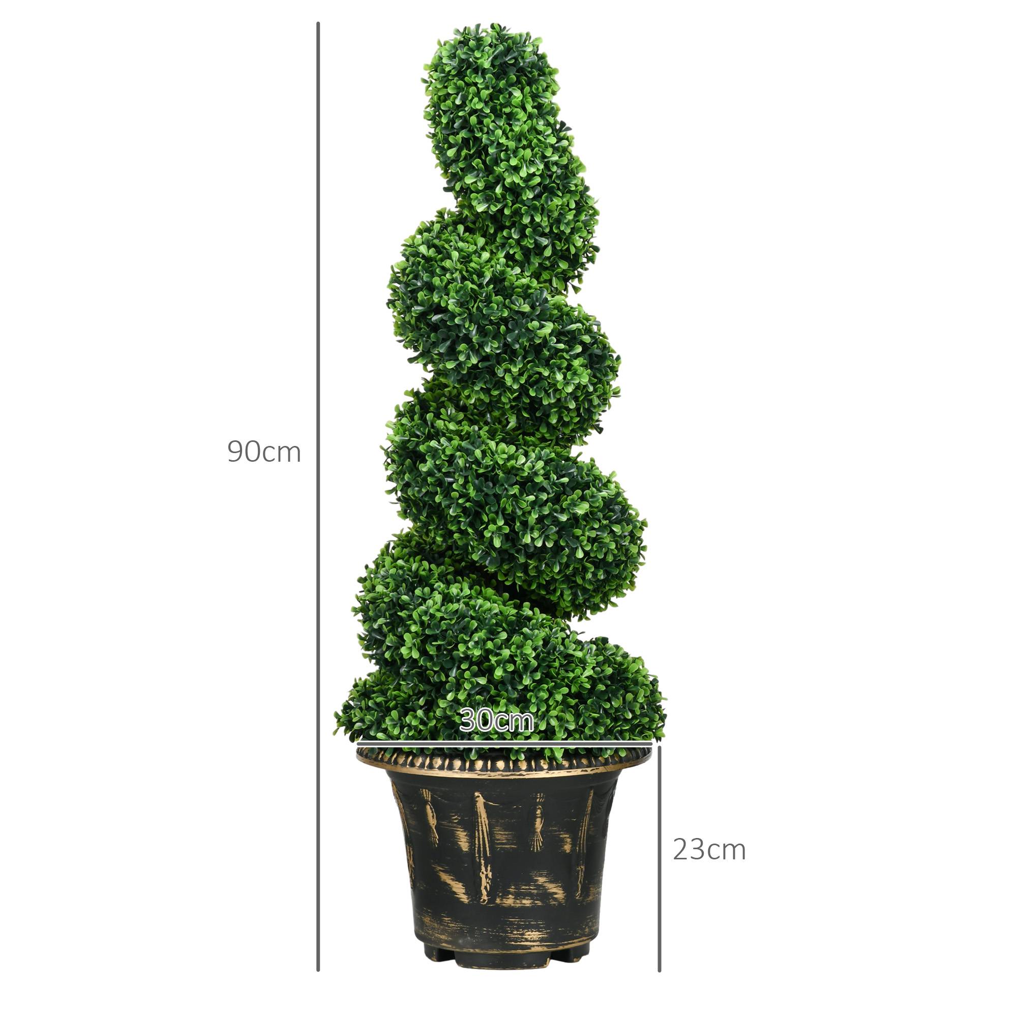 Lot 2 Buis Spirale Artificiel Plastique Intérieur Extérieur 90cm Vert - ComfortXL Outdoor Living - Image 5