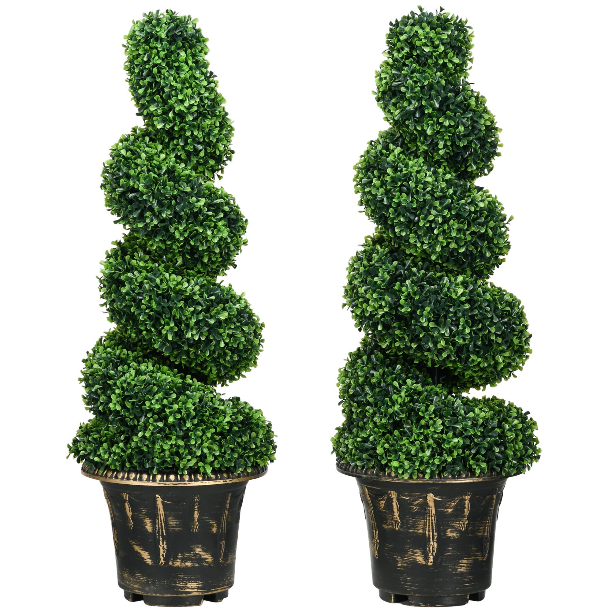 Lot 2 Buis Spirale Artificiel Plastique Intérieur Extérieur 90cm Vert - ComfortXL Outdoor Living - Image 2