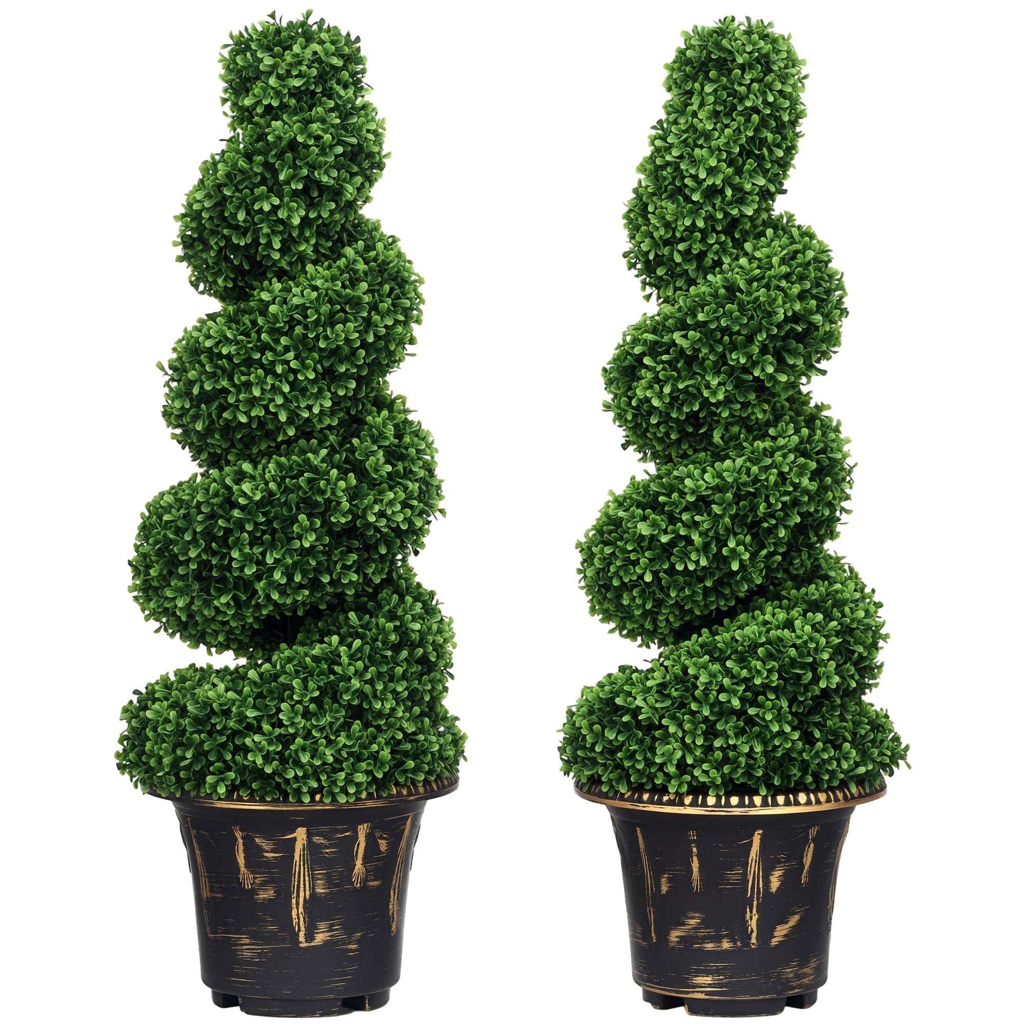 Lot 2 Buis Spirale Artificiel Plastique Intérieur Extérieur 90cm Vert - ComfortXL Outdoor Living - Image 1
