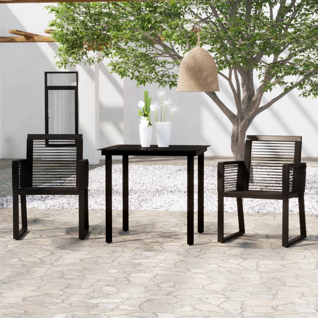 Ensemble Bistro 2P Rotin PVC et Acier pour Jardin Balcon Noir – ComfortXL Outdoor Living - Image 1