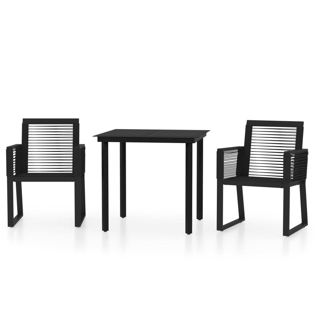 Ensemble Bistro 2P Rotin PVC et Acier pour Jardin Balcon Noir – ComfortXL Outdoor Living - Image 2