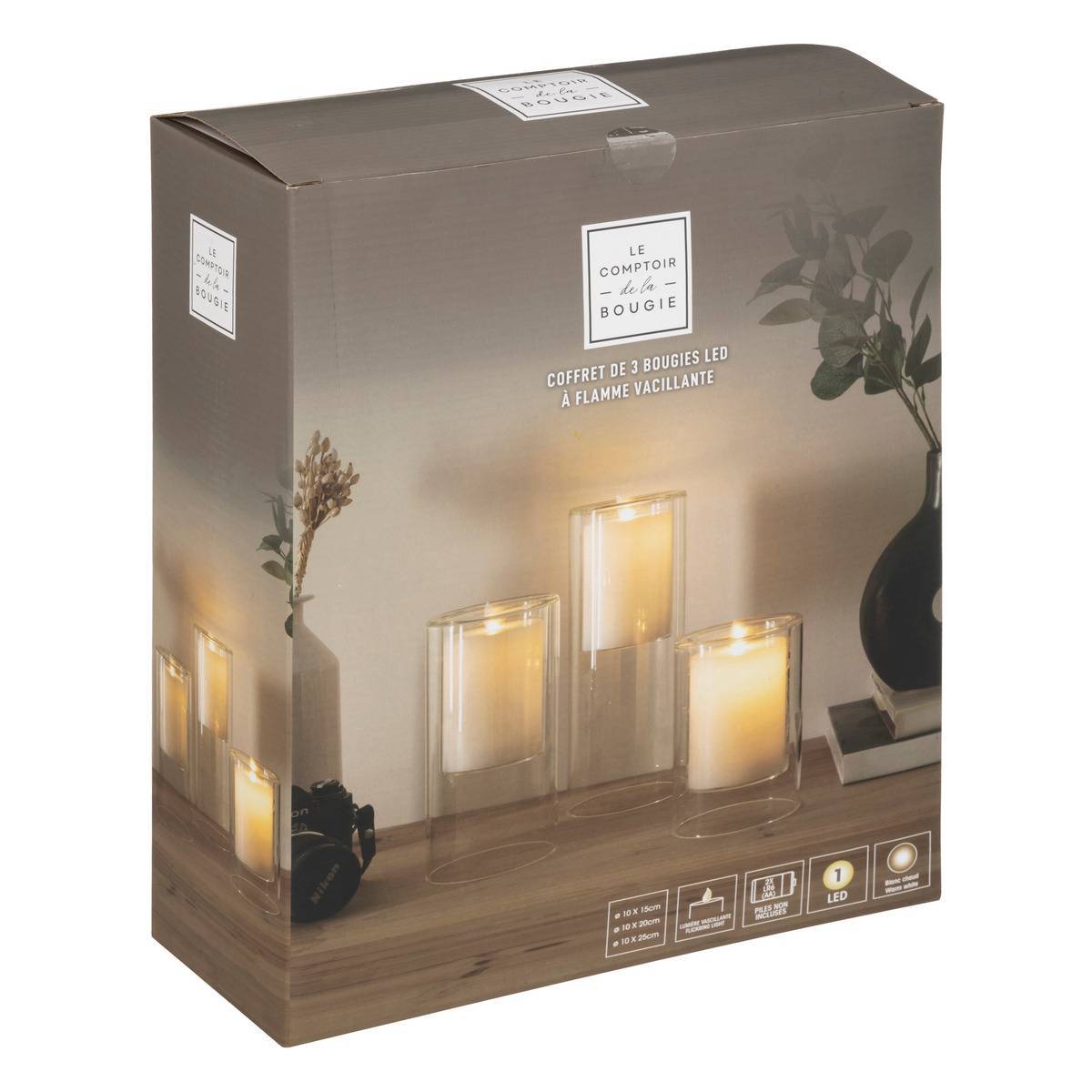 Atmosphera - Coffret 3 bougies LED 36x30cm - Atmosphera Créateur d'intérieur - Imagen 2