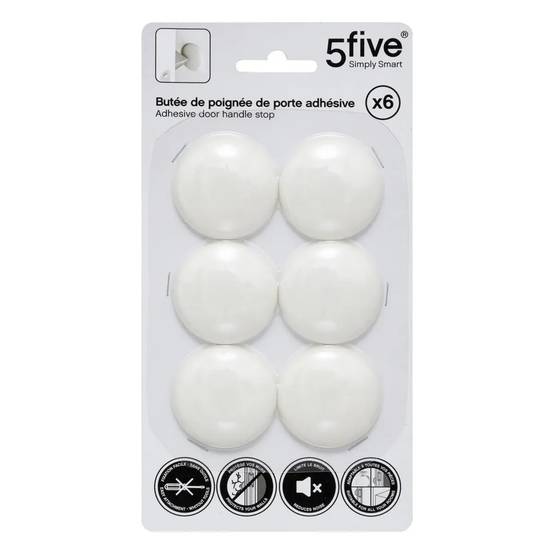 Lot de 6 Butées Adhésives "Poignée de Porte" 4cm Blanc - Image 4