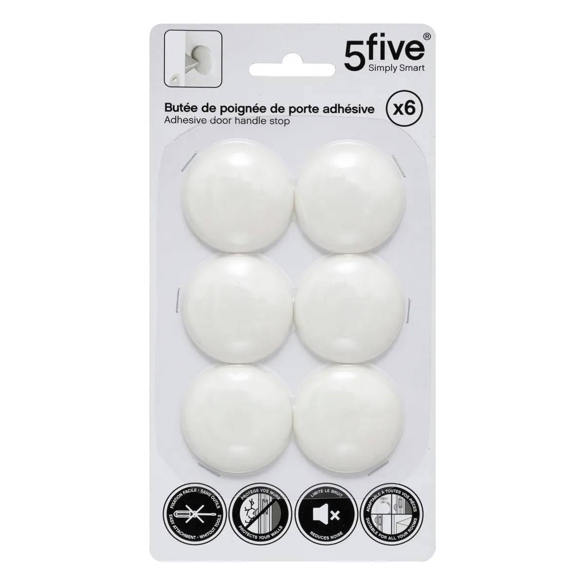 Lot de 6 Butées Adhésives "Poignée de Porte" 4cm Blanc - Image 4