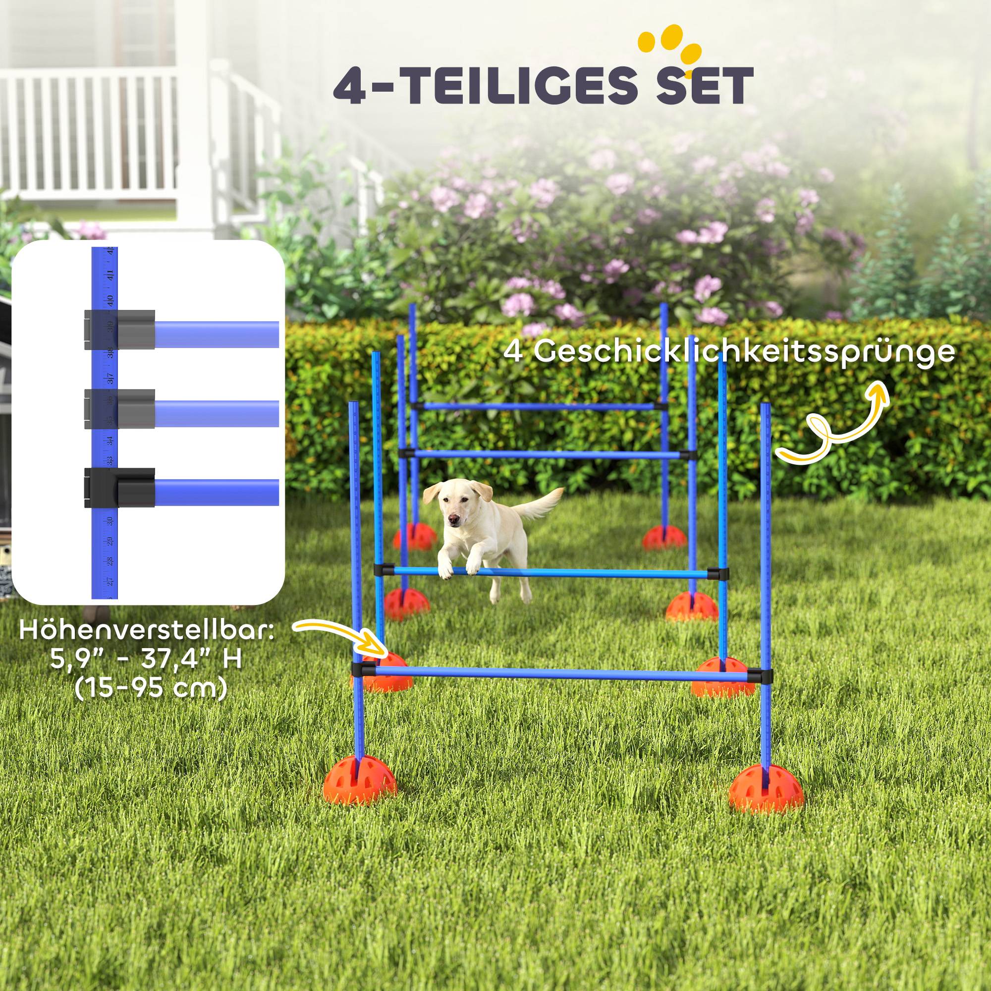 Kit d'agilité pour chien ABS bleu et orange 124 x 19.5 x 103 cm - PANGIVO - Image 6