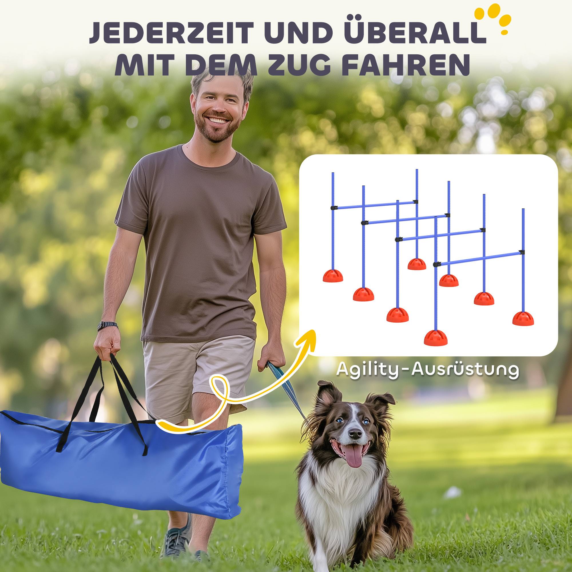 Kit d'agilité pour chien ABS bleu et orange 124 x 19.5 x 103 cm - PANGIVO - Image 8