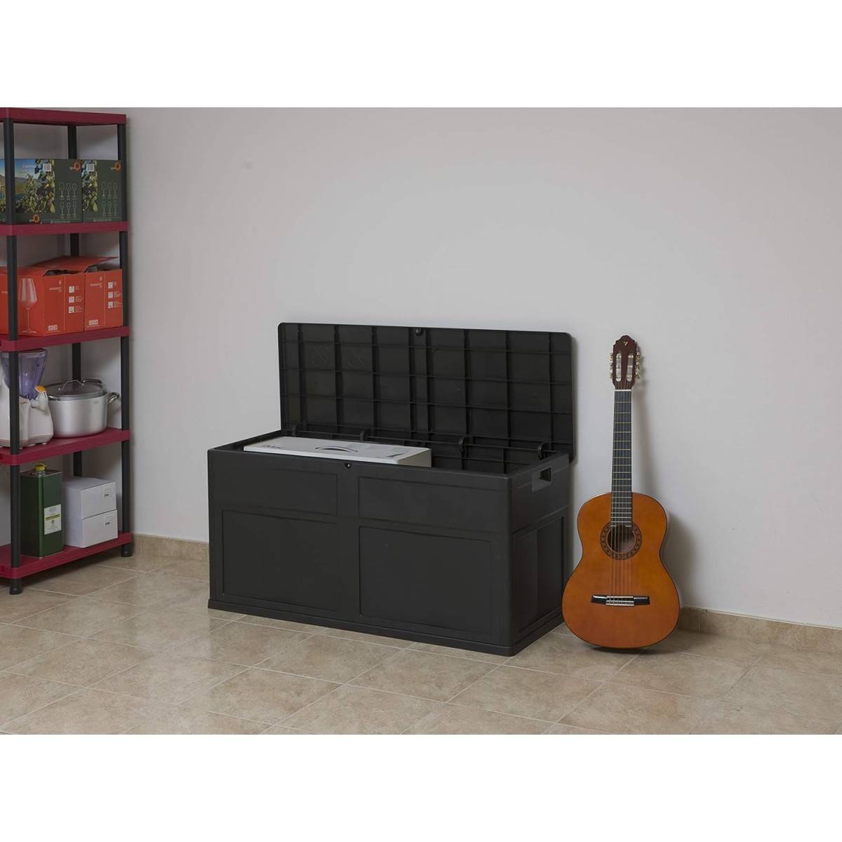 Coffre de Jardin en résine 320 Litres NOIR 119 X 46 X 60 cm Protection Anti UV TOOMAX - Image 4