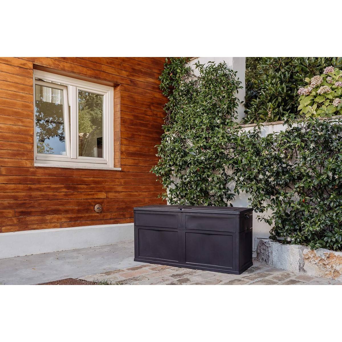 Coffre de Jardin en résine 320 Litres NOIR 119 X 46 X 60 cm Protection Anti UV TOOMAX - Image 3
