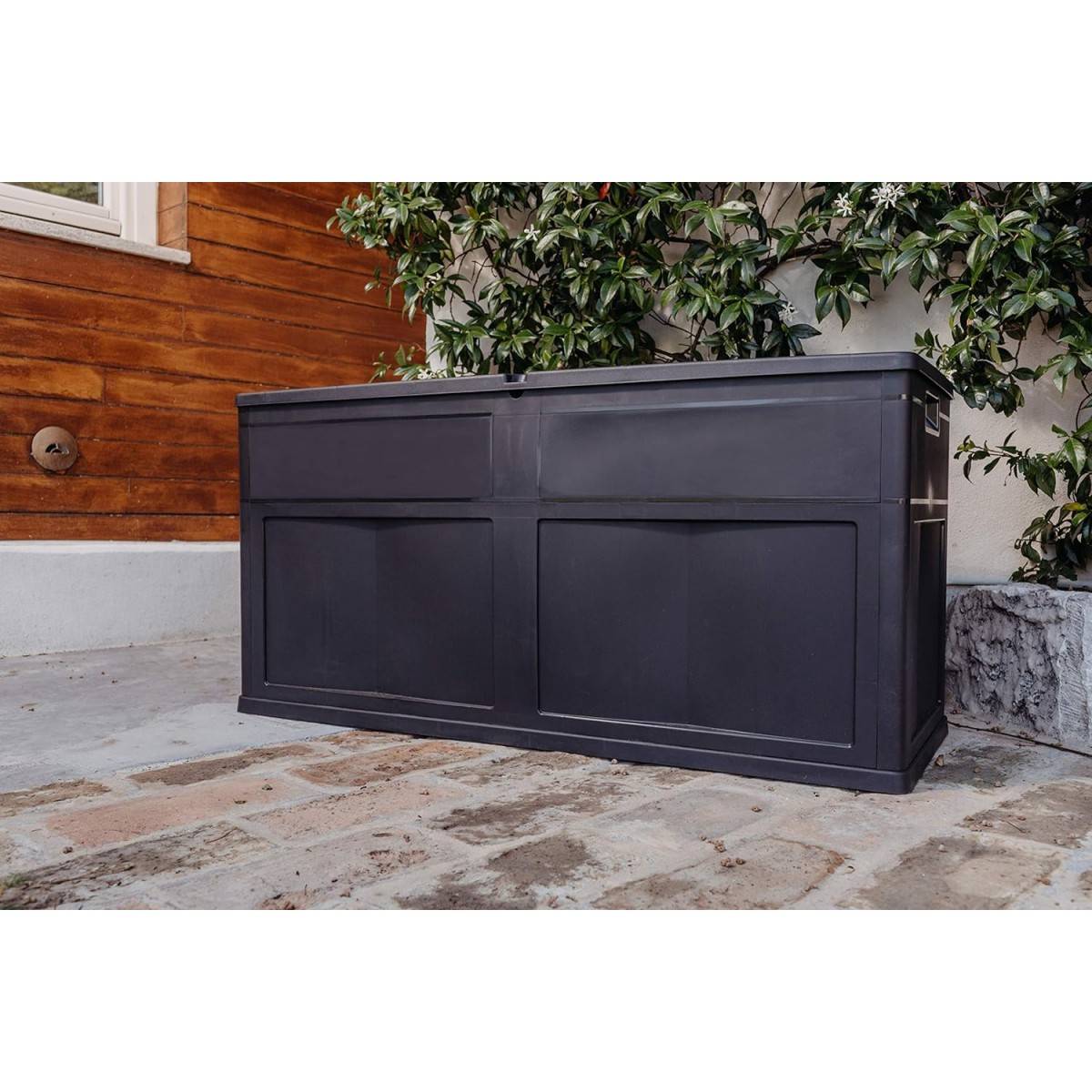 Coffre de Jardin en résine 320 Litres NOIR 119 X 46 X 60 cm Protection Anti UV TOOMAX - Image 6