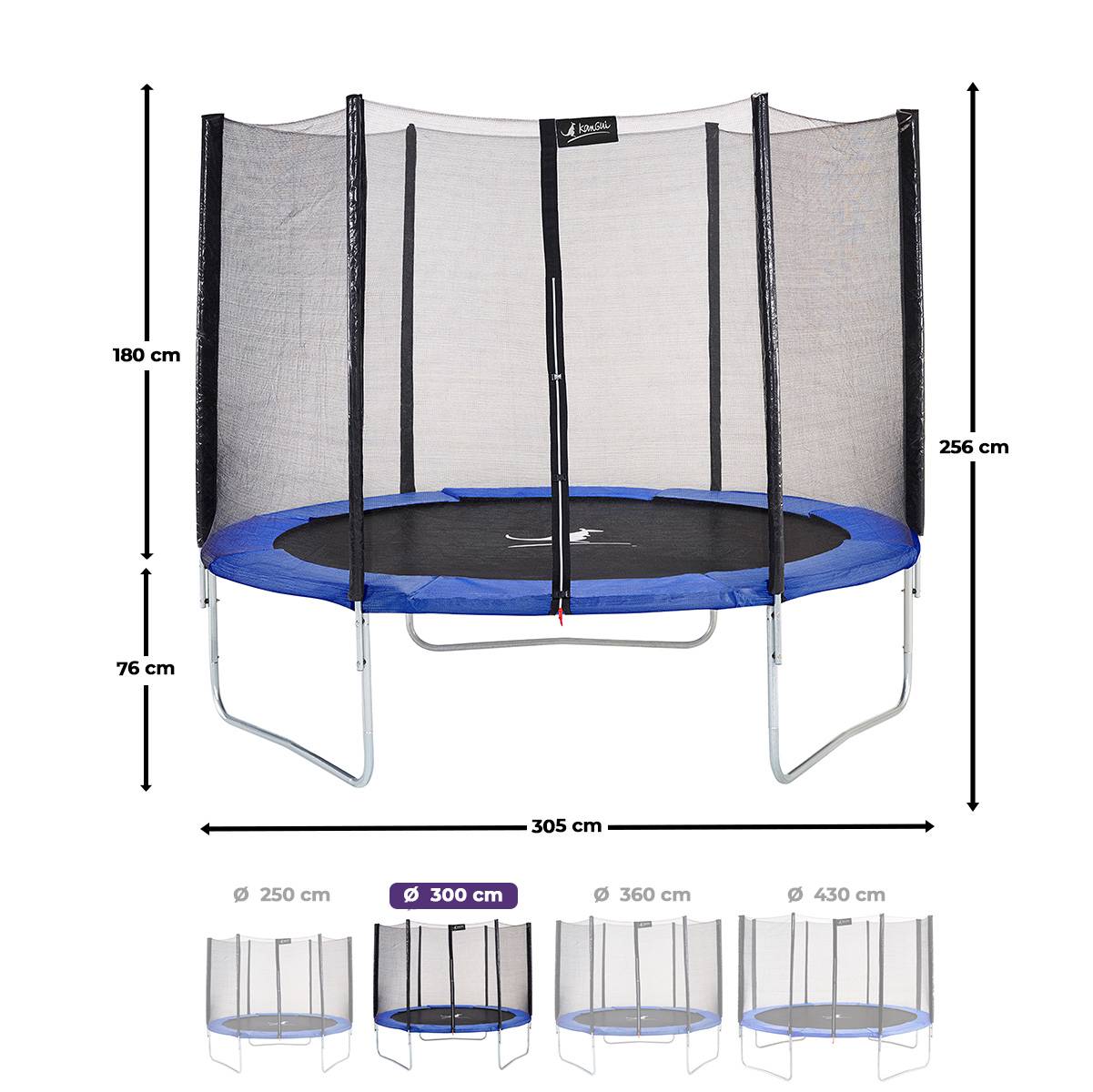 Kangui - Trampoline rond Bleu Ø 300cm avec filet, échelle, bâche et kit ancrage Kangui - Image 3