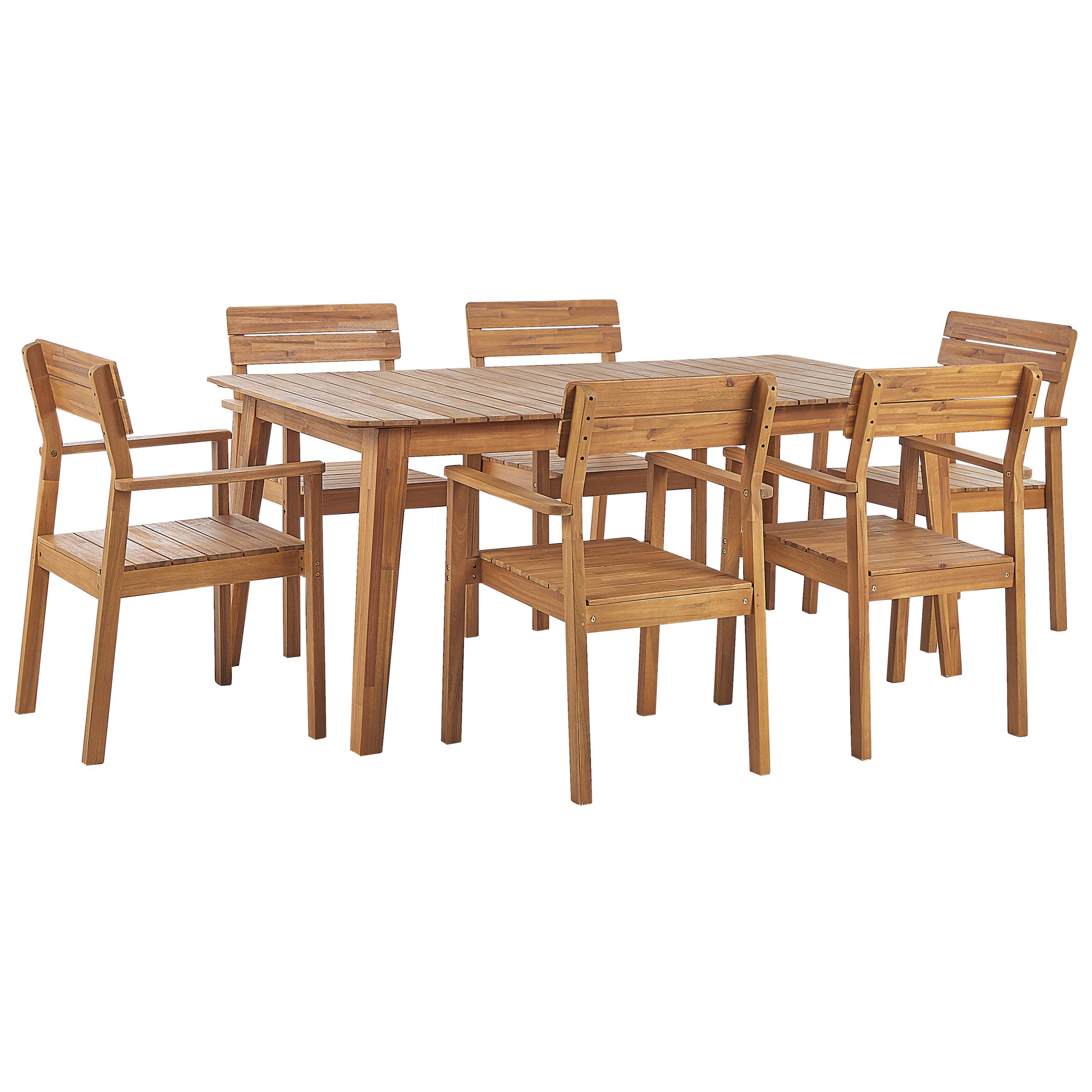 Beliani - Set de salle à manger, 6 Personnes Acacia Marron FORNELLI - Beliani - Imagen 2