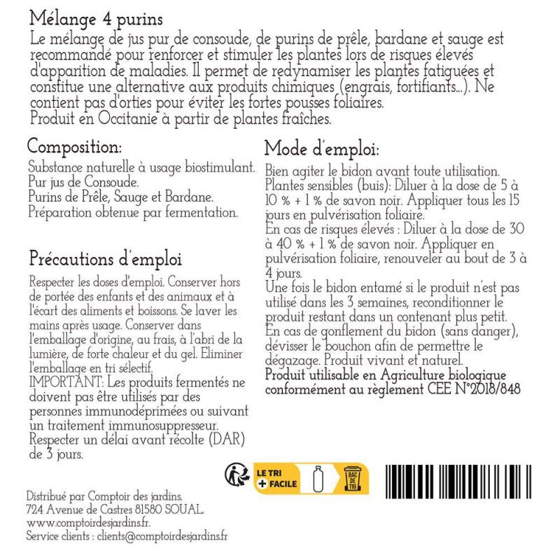 Mélange de 4 purins concentré, consoude, prêle, bardane et sauge - 5 Litres - Image 3